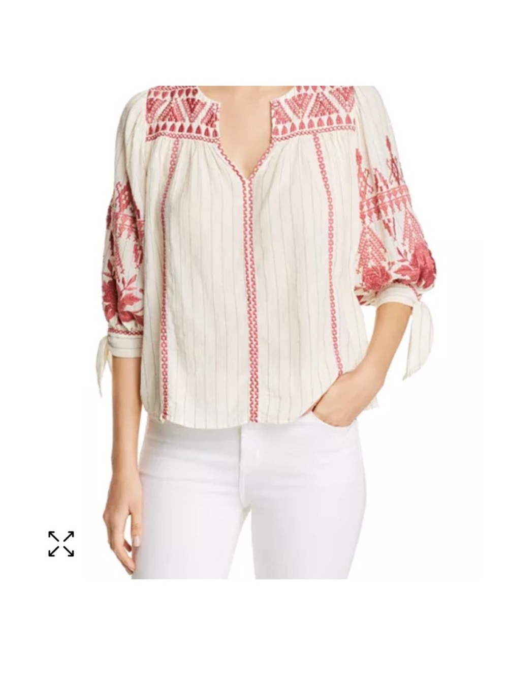 Johnny Was Workshop Josiane embroidered peasant blouse size medium